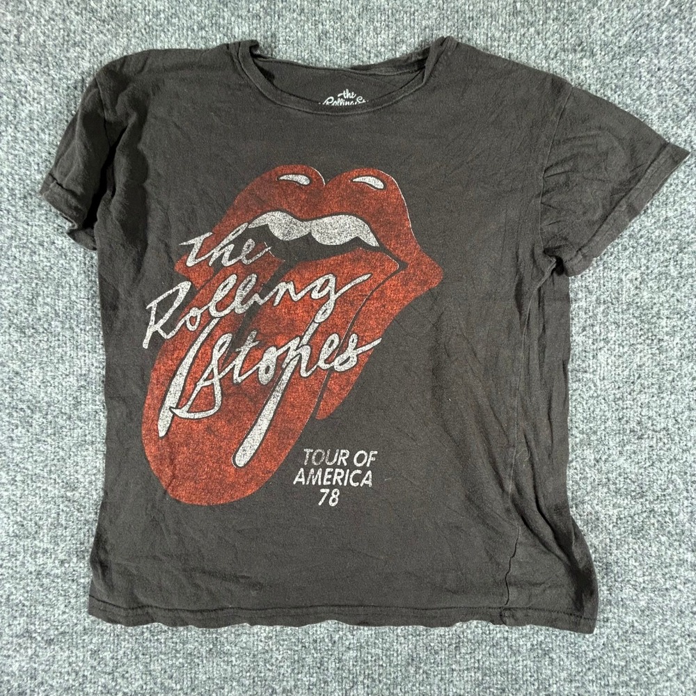 The Rolling Stones T-Shirt Womens Size XS Charcoal Gray Tour of America 78